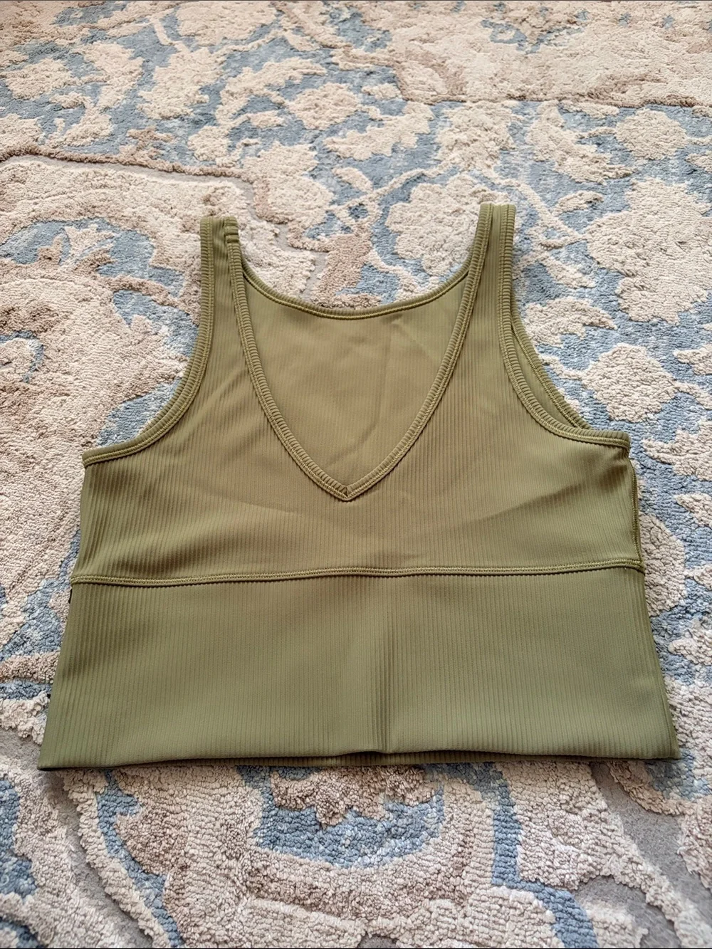 lululemon athletica Olive Ribbed V-Neck Cropped Tank